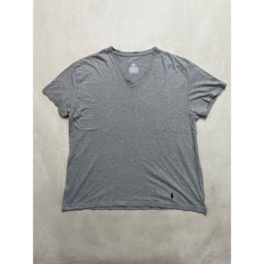 Polo Ralph Lauren Mens XL V-Neck T-Shirt Gray Classic Fit Short Sleeve Cotton